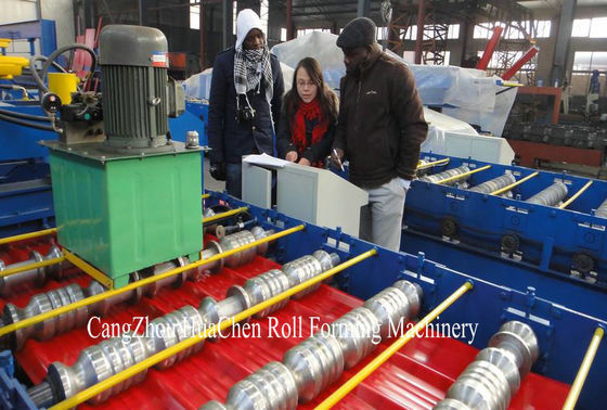 0.3-0.6 মিমি পুরুত্বের টাইল তৈরির জন্য স্বয়ংক্রিয় ইস্পাত ধাতব গ্ল্যাজড ডাবল লেয়ার রোল ফর্মিং মেশিন