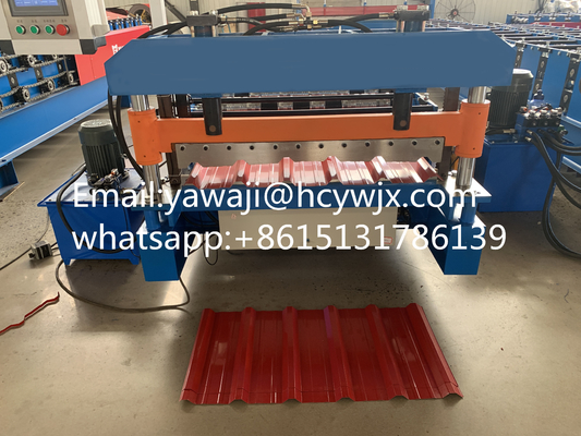 চেইন ড্রাইভ লং স্প্যান রঙিন ছাদ রোল গঠন মেশিন 380v 50Hz 3 ফেজ ভোল্টেজ সঙ্গে