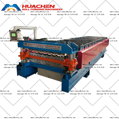 কাস্টমাইজড উৎপাদন প্রয়োজনের জন্য 5.5 5.5KW মোট শক্তি এবং CR12 কাটার উপাদান সহ নমনীয় ডাবল ডেক রোল ফর্মিং মেশিন