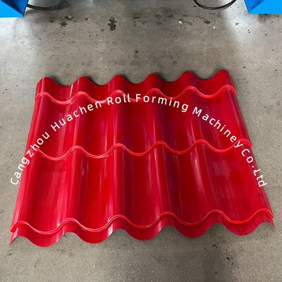 কাস্টম 13-22 ফর্মিং স্টেশন ধাতব ছাদ টাইল রোল ফর্মিং মেশিন 380V ভোল্টেজ এবং রঙিন ইস্পাত টাইল জন্য 5.5+4KW পাওয়ার সঙ্গে