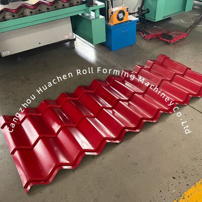 ১৬টি স্টেশন, ৪মি/মিনিট গতি এবং পিএলসি কন্ট্রোল সহ পেশাদার স্বয়ংক্রিয় মেটাল রুফ গ্লেজড টাইল রোল ফর্মিং মেশিন