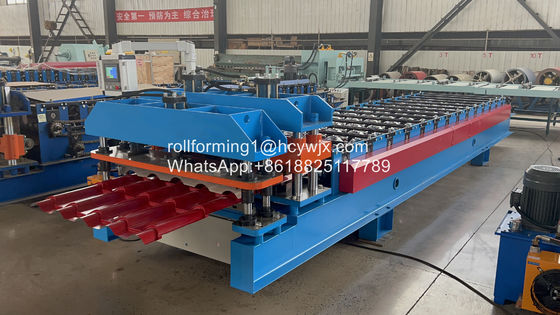 0.3-0.8 মিমি পুরুত্ব গ্লাসড টাইল ফর্মিং মেশিন একক চেইন ড্রাইভ