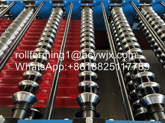 পিএলসি নিয়ন্ত্রিত করুগেটেড রোল ফর্মিং মেশিন H ওম্রন এনকোডার হাইড্রোলিক কাট সহ বিম বেস