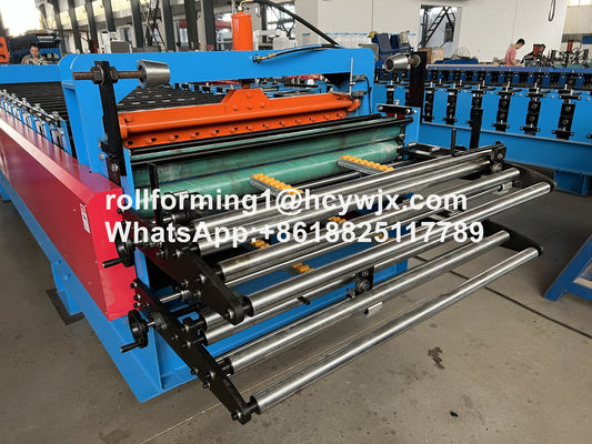 TR37-200/TR14-225 ডাবল লেয়ার রোল ফর্মিং মেশিন প্রি-কুটিং গিলোটিন সহ