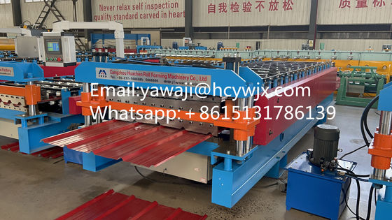 ধাতু ডাবল স্তর এইচসি 6 / 22 ট্র্যাপিজয়েড ছাদ টাইলস রোল ফর্মিং মেশিন উপরের স্তর মিনি পিক