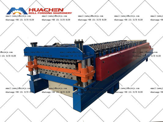 ধাতব টাইল প্রোফাইল তৈরির জন্য ট্রাপিজয়েডাল ডাবল লেয়ার টাইল রোল ফর্মিং মেশিন