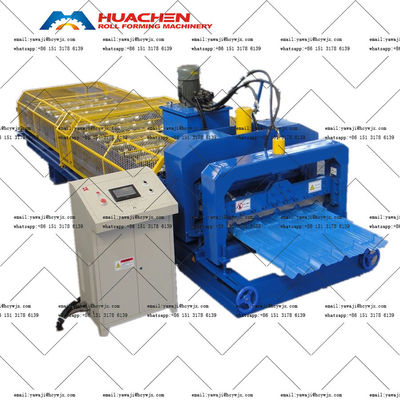 টেকসই চেইন ড্রাইভ ট্রাপিজয়েডাল রঙের গ্লাসযুক্ত ছাদ টাইলস রোল ফর্মিং মেশিন 70 মিমি শাফ্ট ব্যাসার্ধ সহ