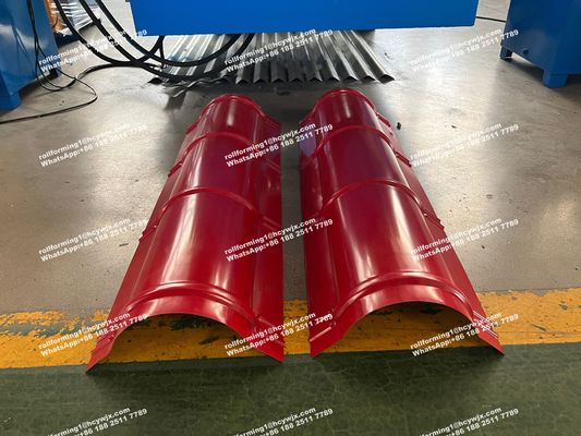 স্বয়ংক্রিয় রিজ ক্যাপ রোল ফর্মিং মেশিন, ছাদ টাইলস উত্পাদন মেশিন হাইড্রোলিক কাটিং