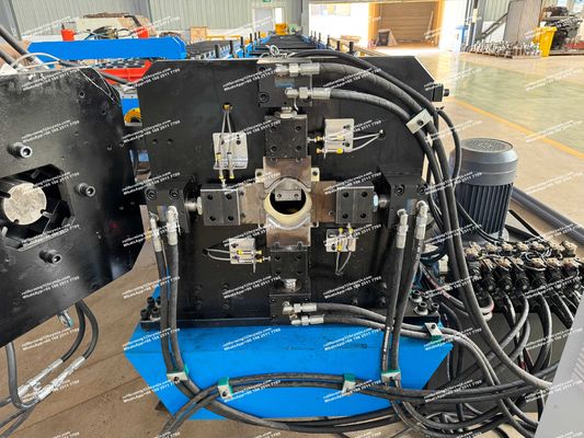 100 মিমি রাউন্ড ডাউনস্পুট পাইপ রোল ফর্মিং মেশিন হাইড্রোলিক কাটিং টাইপ