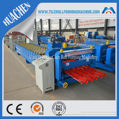 Steel Villa Roof Glazed Tile Roll Forming Machine Blue Double Layer
